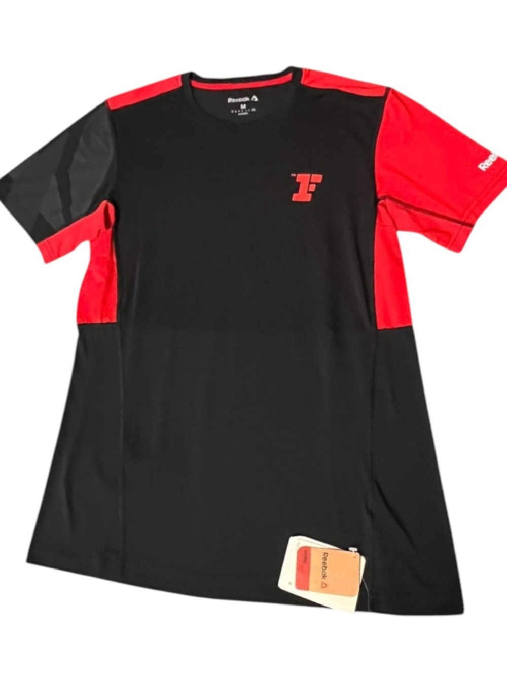 Reebok Training PlayDry Men's Short Sleeve T-Shirt - Black/Red - Size M - NWT